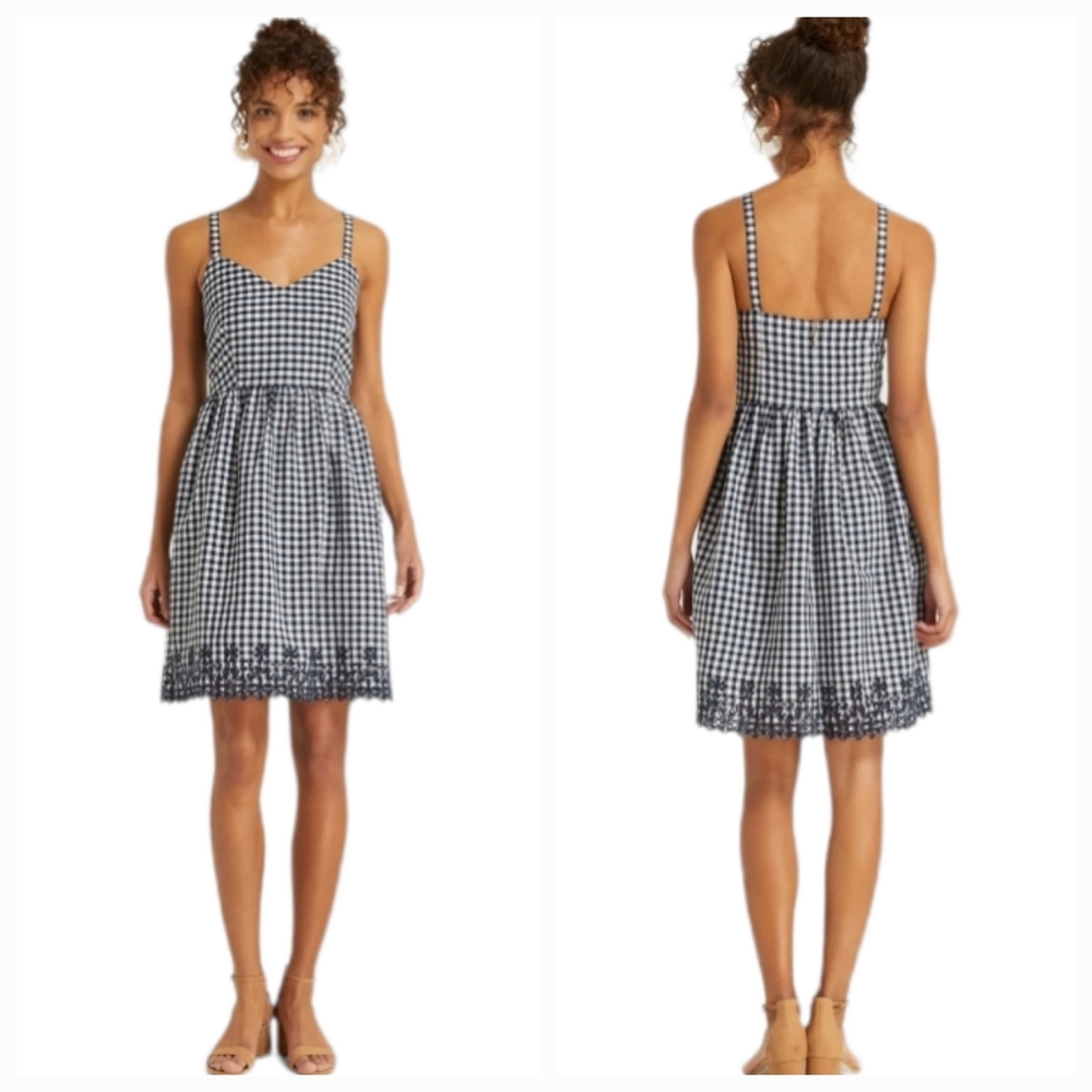 Draper James Gingham Dress- Size 10, Blue & White, Southern Charm & Elegance